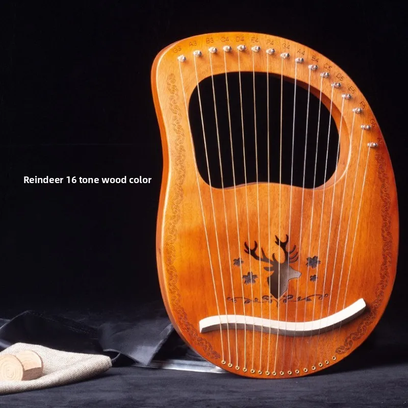 

16 19 Strings Lyre Harp Mahogany Wood Harp Piano Stringed Musical Instrument With Tuning Wrench Spare Strings