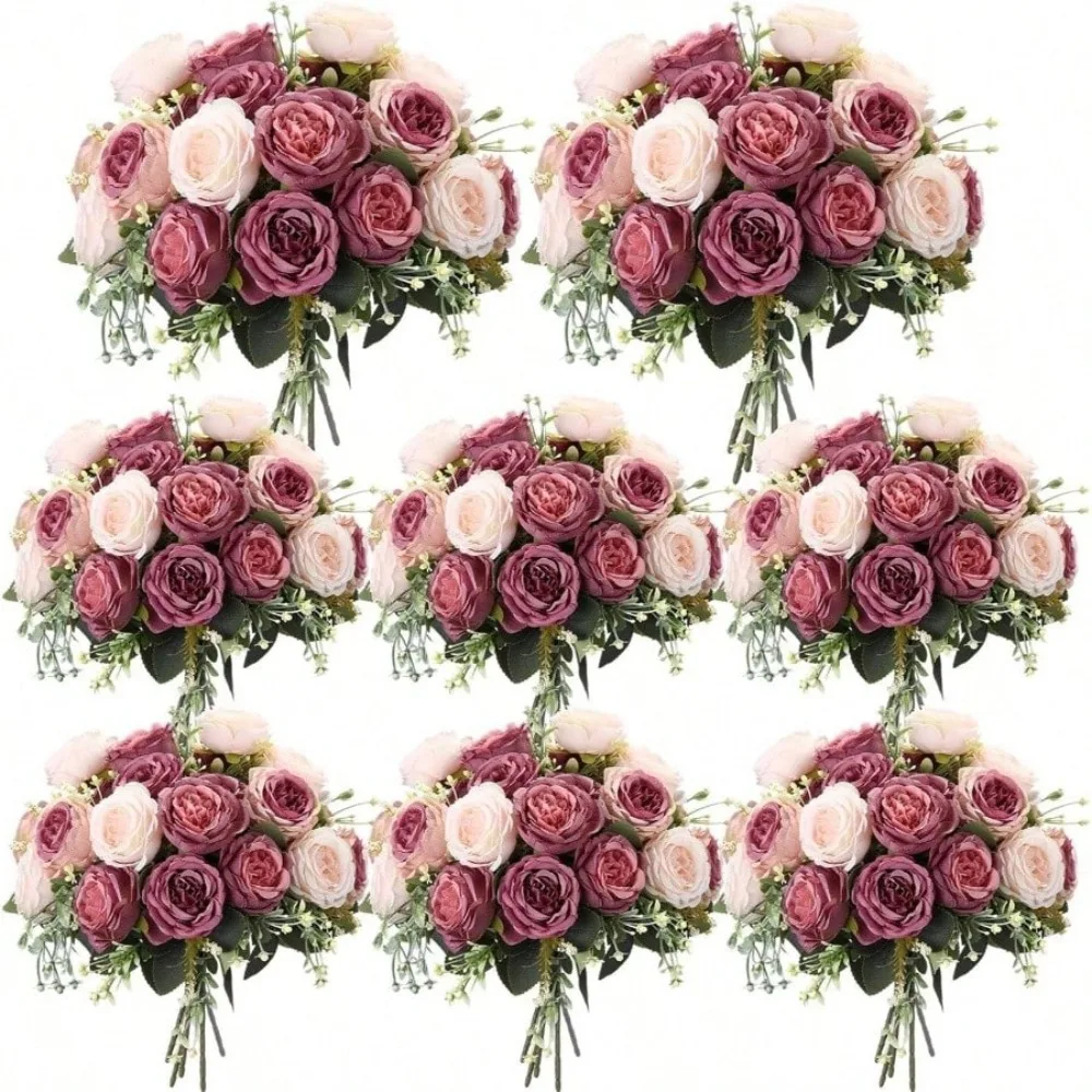 

8 Bundles Artificial Peonies Flowers Silk Peony Bouquet Faux Peonies Flowers Bulk Decoration Vase Florals Arrangements