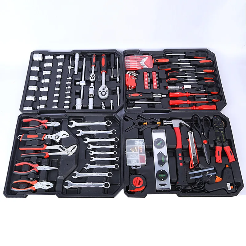 187PCS Steel Hand Tool Set Auto Repair Tool Box With Ratchet Socket Wrench Multi-Purpose Easy Carry