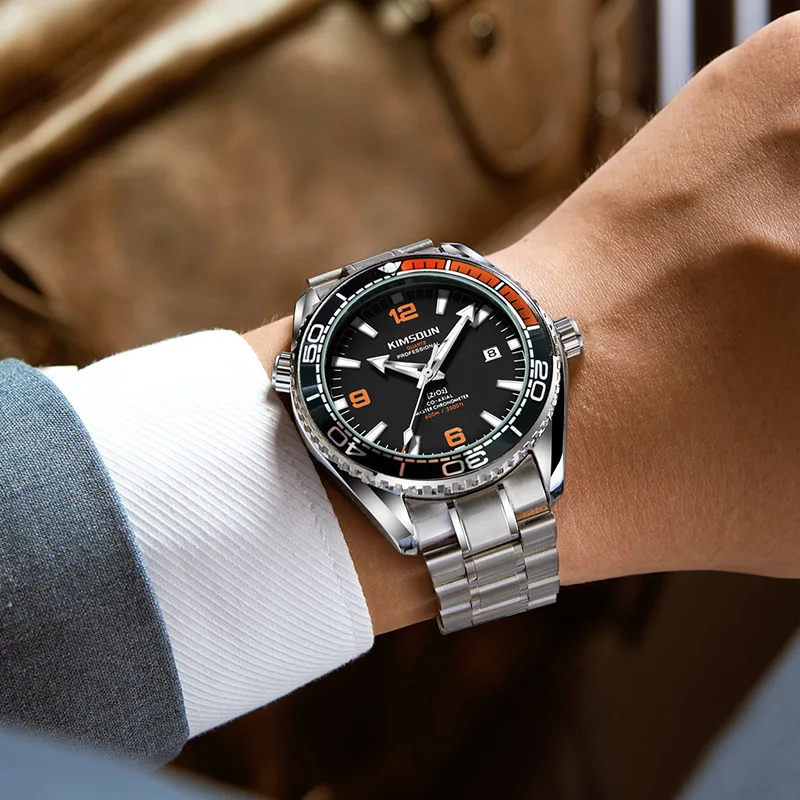 New Brand Watch Haima 600 Fake Mechanical Watch Men's Steel Band Calendar Transparent Bottom Quartz Watch Men's Watch