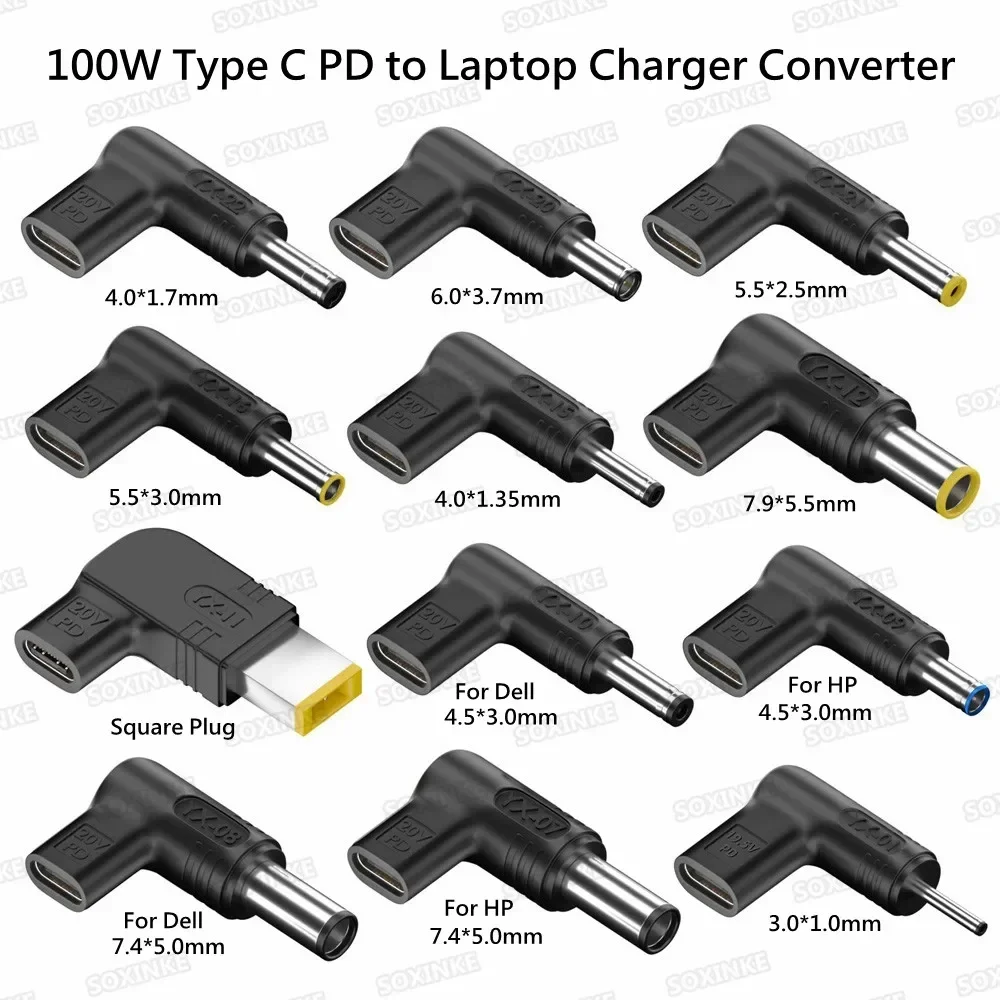 PD 100W Typ C do uniwersalnej ładowarki do laptopa Konwerter do Asus Lenovo Hp Dell Acer Samsung USB C Szybka ładowarka Adapter Złącze