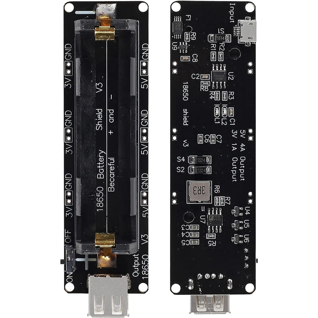 18650 Battery Holder with Single Compartment Support USB 5V/2A 3V/1A V3 Battery Shield Battery Charging Module for Raspberry Pi