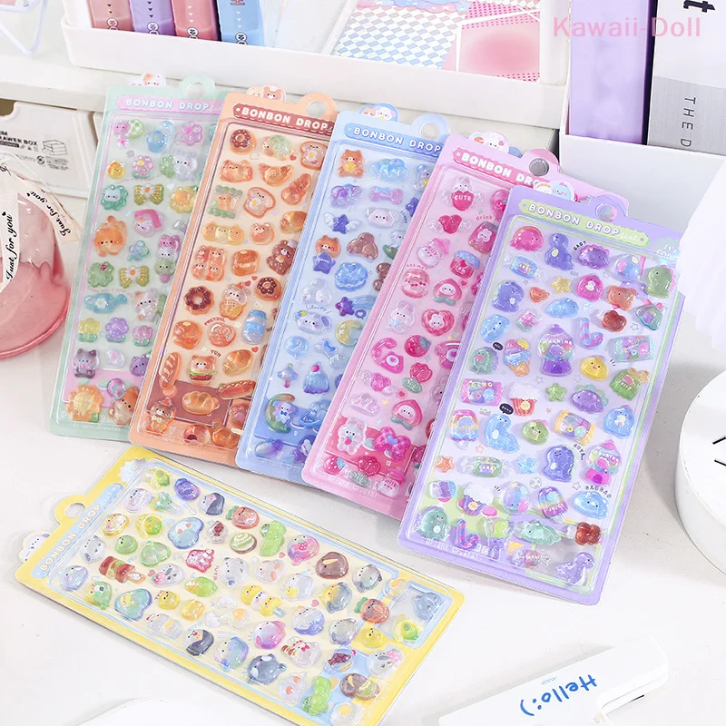 1Pcs Kawaii 3D Relief Aufkleber Nette Cartoon Deco Aufkleber DIY Telefon Gepäck Motorrad Laptop Koffer Aufkleber Aufkleber