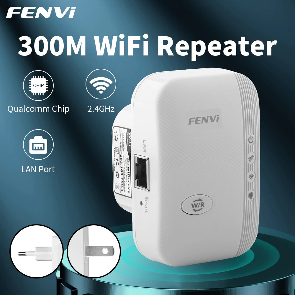 FENVI 300Mbps Wireless WiFi Repeater 2.4Ghz 802.11N WPS Long Range Expander AP Router Signal Amplifier Booster Plug Access Point