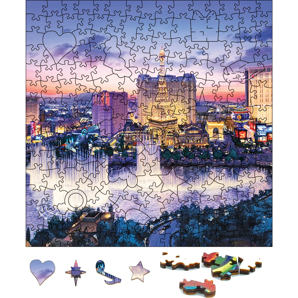 

Puzzles 3D Las Vegas Strip Wooden Jigsaw Puzzle Funny Toys For Boys And Adults Wood Puzzle Board Games For Children Gift