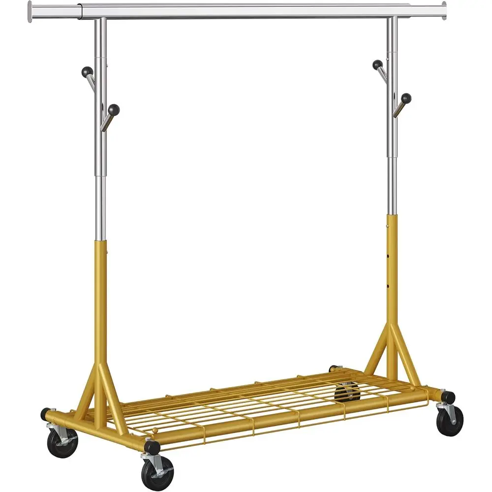

Rolling Clothes Rack Load 530lbs,Heavy Duty Garment Rack With Sturdy Wheel And Shelves, Adjustable Portable Hanging Rack or Clot