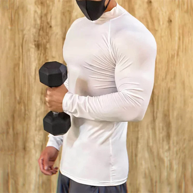 Frühling herbst hohe qualität kompresse Enge sport T-shirt schnell trocknend elastizität langarm T-shirt männer laufen fitness tops – Detail 13