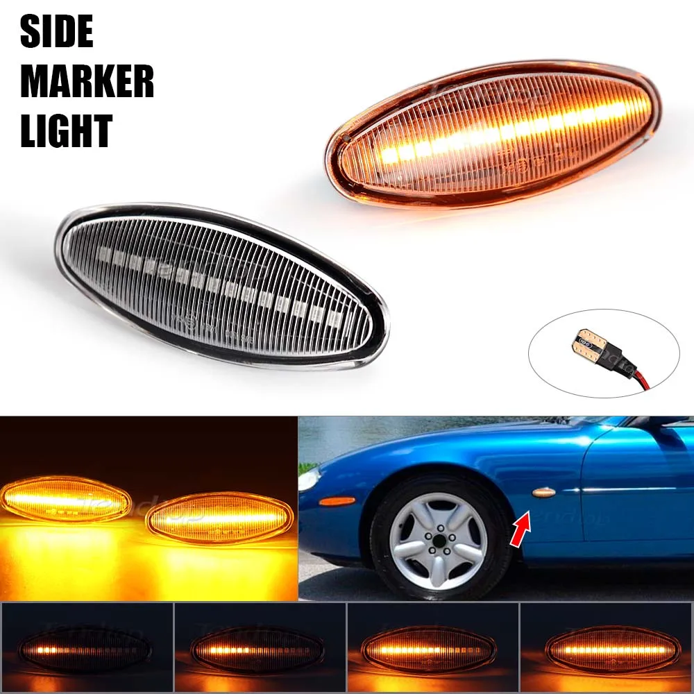 LED Dynamic Repeater Turn Signals Side Marker Light For Jaguar S-Type 1999-2007 XK8 XKR 1996-2005 XJ X350 2003-2006