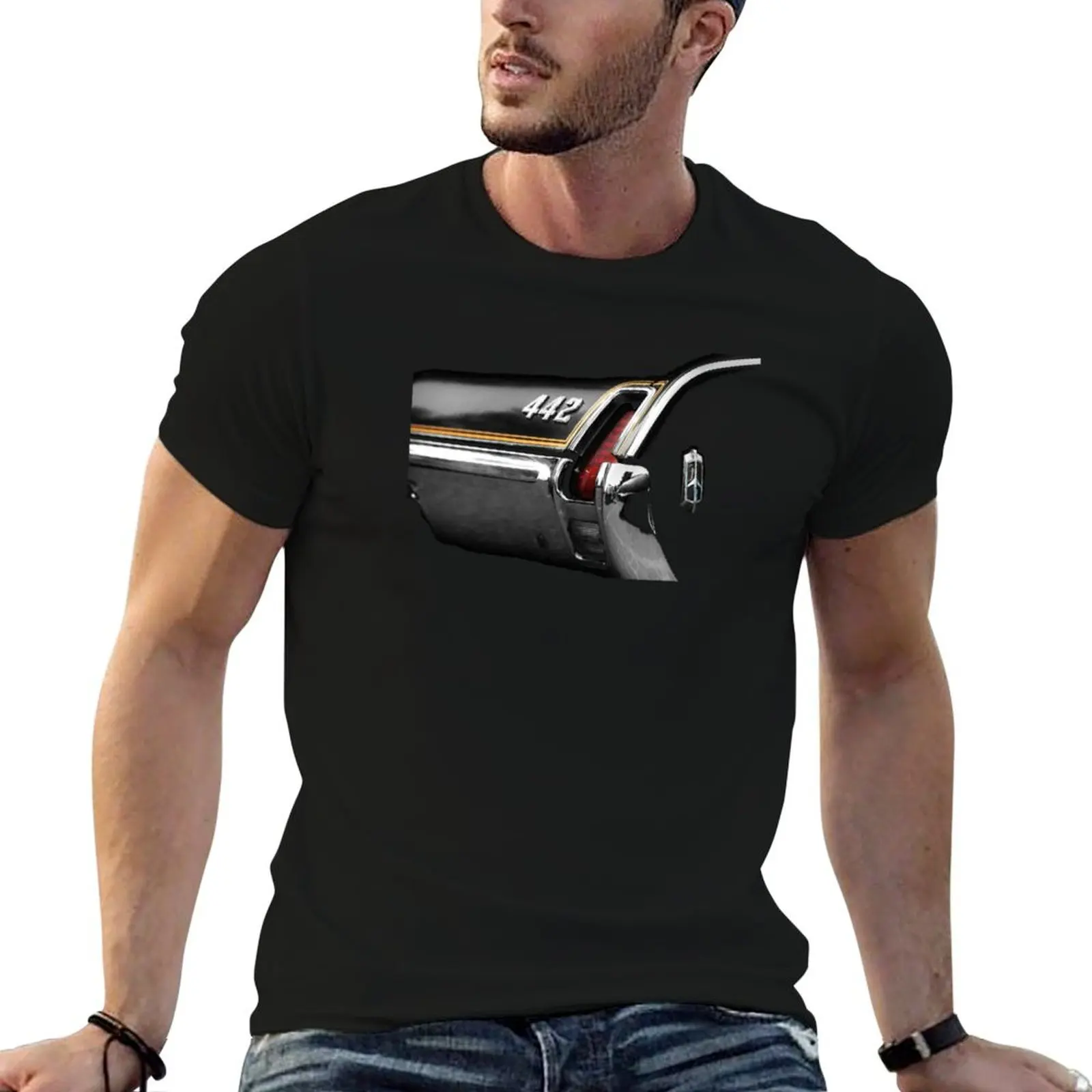 1969 Oldsmobile 442 detail - low key edit T-Shirt Modern Style Print T-Shirt