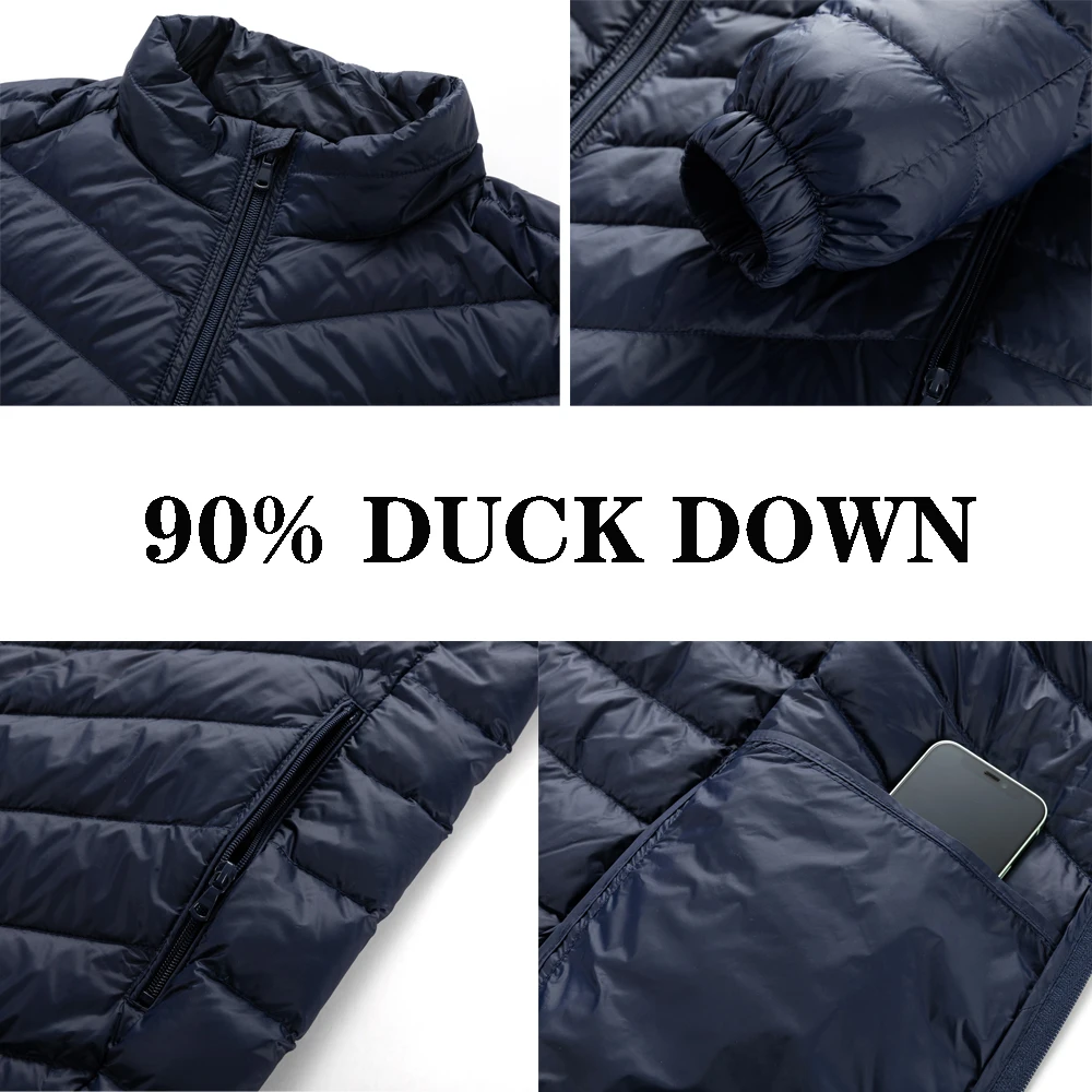 Veste Fine Ultra Légère 90% en Duvet de Canard Blanc pour Homme, Parka Chaude Coupe-Vent, Manteau d'Hiver Décontracté, Imperméable, Nouvelle Collection