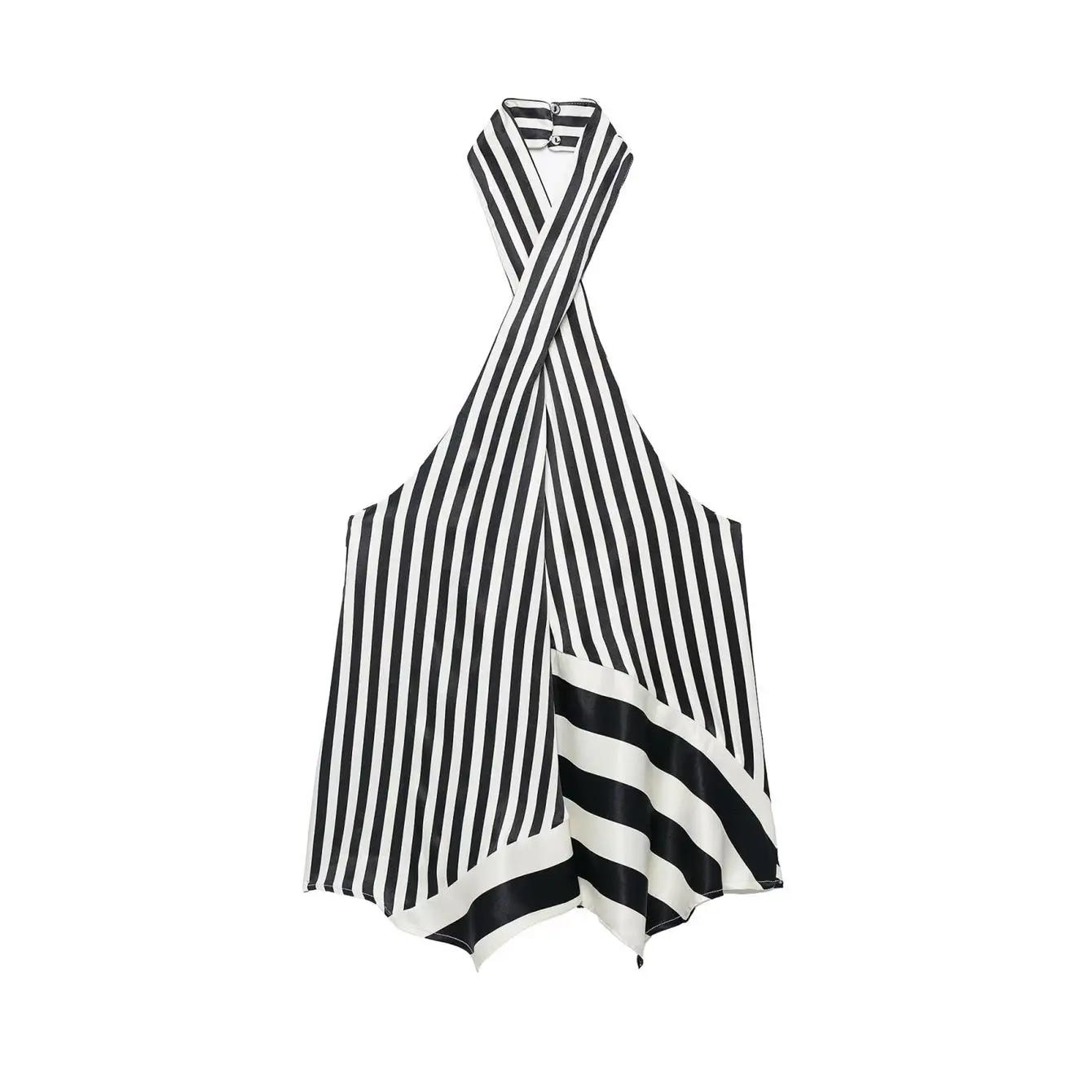 TFMLN 2026 Damen Gestreiftes Neckholder-Top und Hosen-Set Ärmelloses Rückenfreies Kreuzhals-Oberteil Weite Hose Kontrastfarben Damenanzüge – Detail 3
