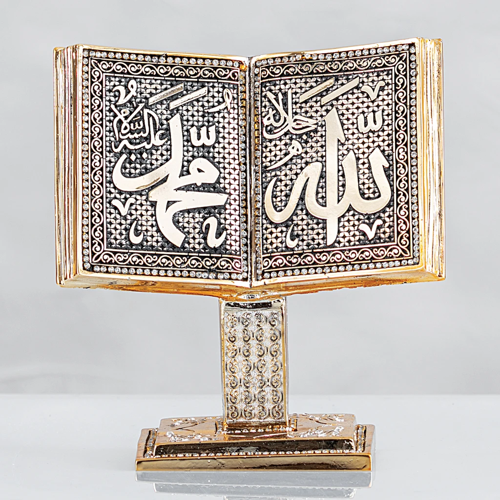 LaModaHome Gold Color Allah - Mohammed Stand Islamic Table Gift for Home