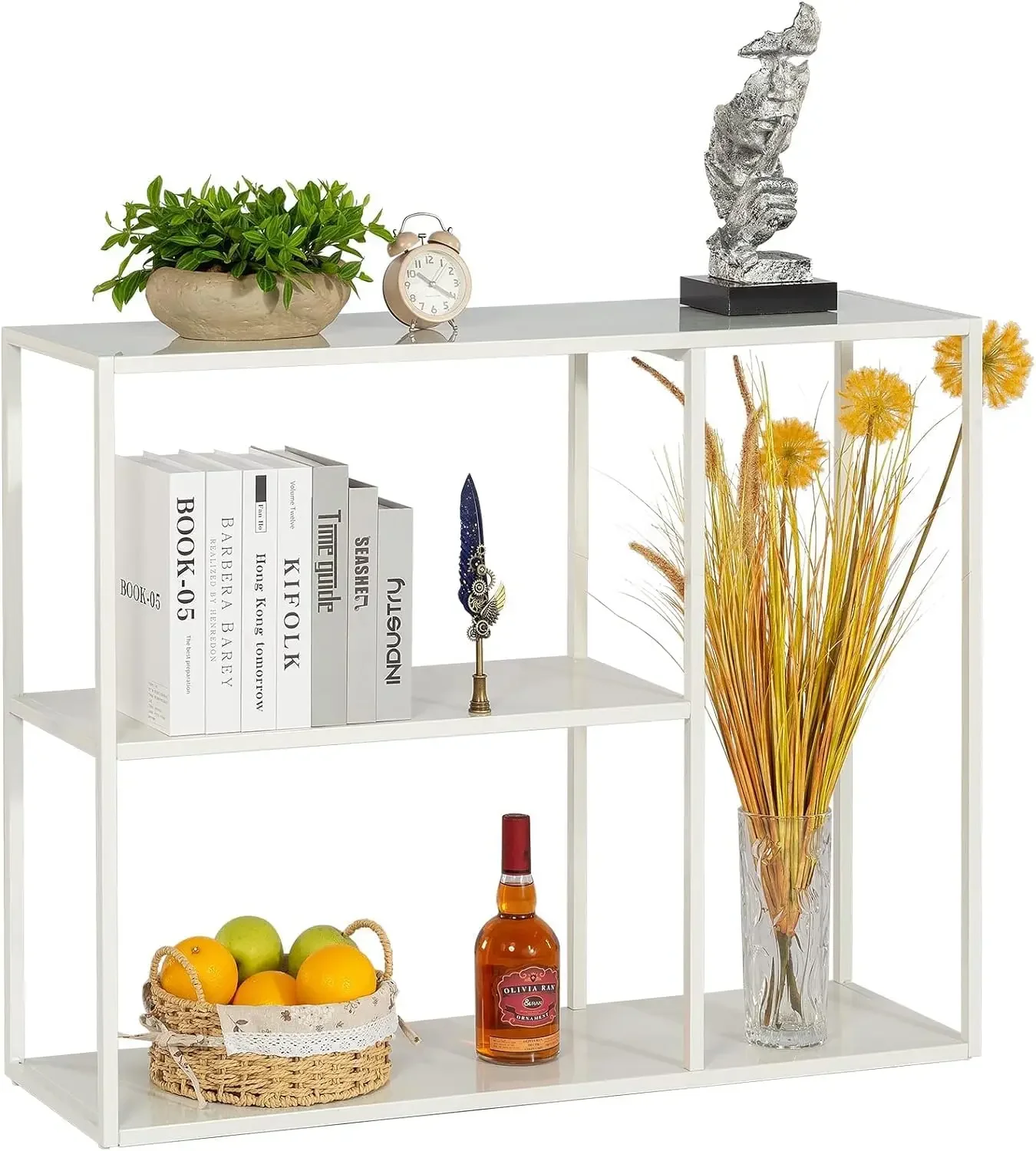 

Console Table, Narrow Entryway Table, 3 Tier Metal Hallway Table, 11.8''Dx39.4''Wx31.5''H(White)