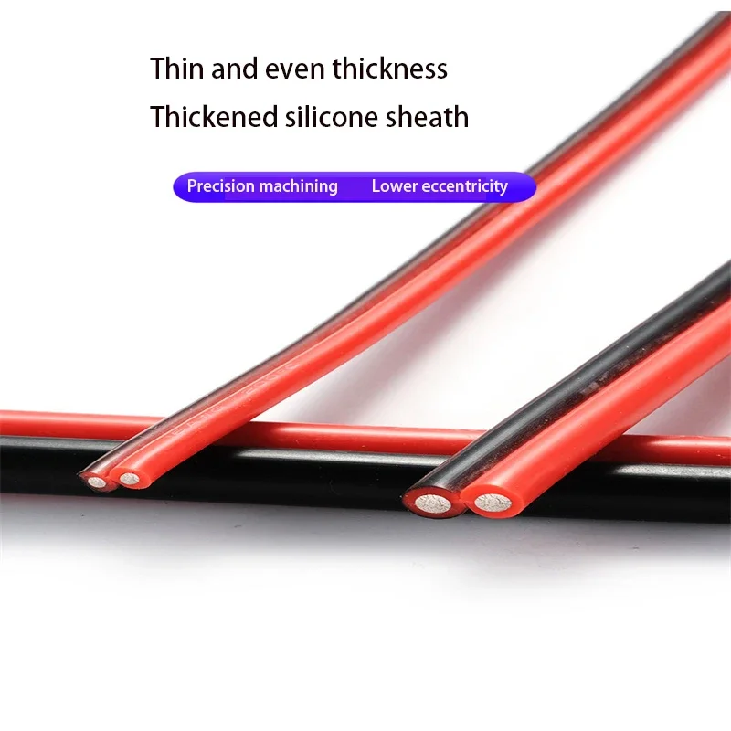 1/5/10M Superweiches Silikon-Doppeldrahtkabel 8-28AWG Rot Schwarz Hochtemperaturbeständig für RC-Modelle, LED-Beleuchtung und Geräte – Detail 5