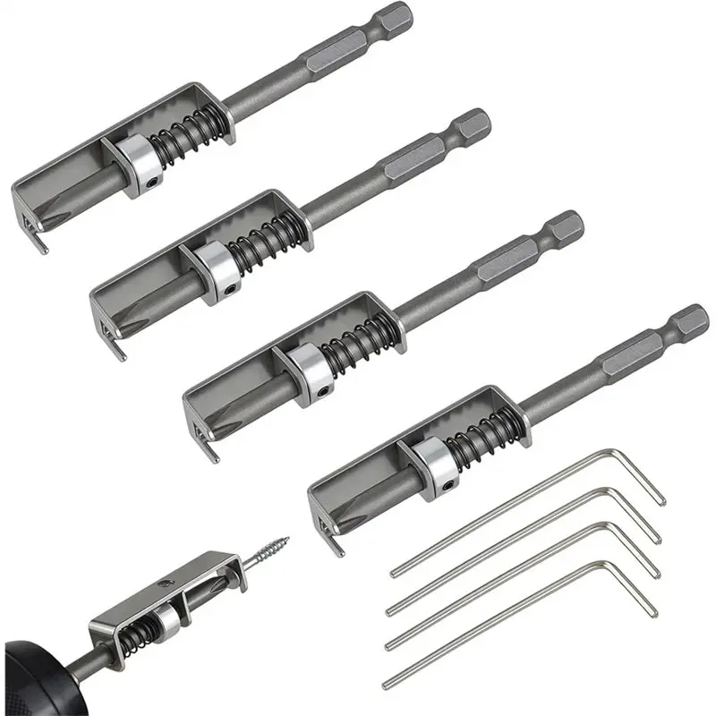 Y42A-Spring-Loaded Screw Holder Bit 4 Pcs Anti-Drop Operation Bit Holder, Single-Hand Screwdriver Bit Drive Guide Drill Bit