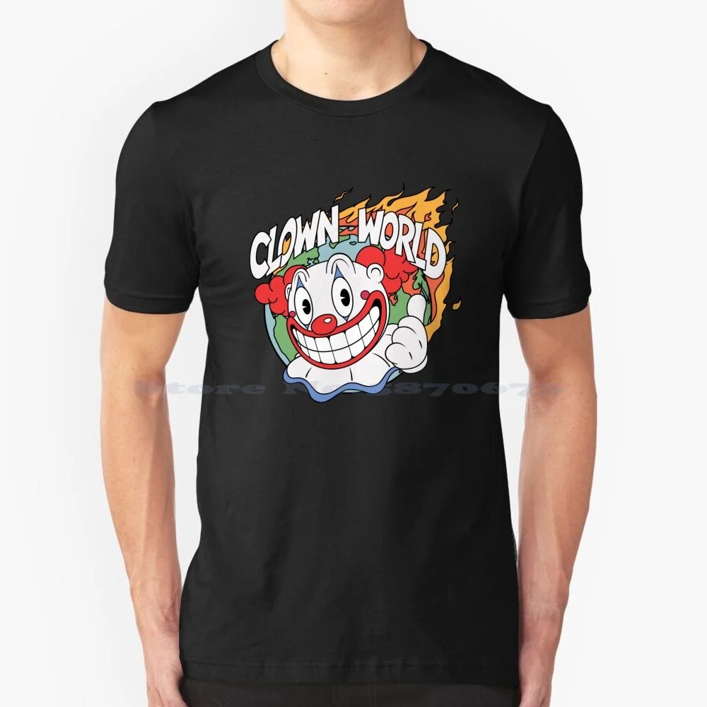 Classical 1930's Clown World Design T Shirt 100% Cotton Tee Joker Funny Clownworld Insane Mad Laughing Smiling Happy Circus