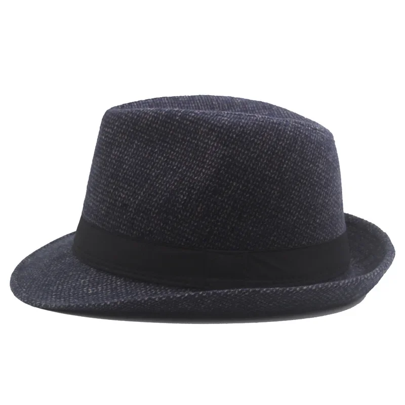 Autumn and Winter New Woolen Jazz Hat Vintage Middle Aged and Elderly Warm and Cold Proof Woolen Wide Brimmed  Grandpa Hat