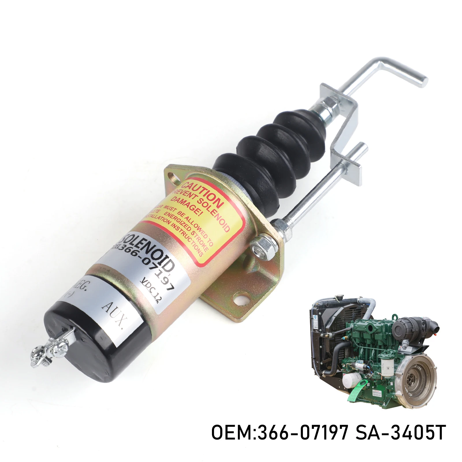 

For Lister Petter LPW LPWS Engine Genset Fuel Shutoff Solenoid 36607197 SA-3405-T 1502-12C7U2B2S1 12V Diesel Engine Part