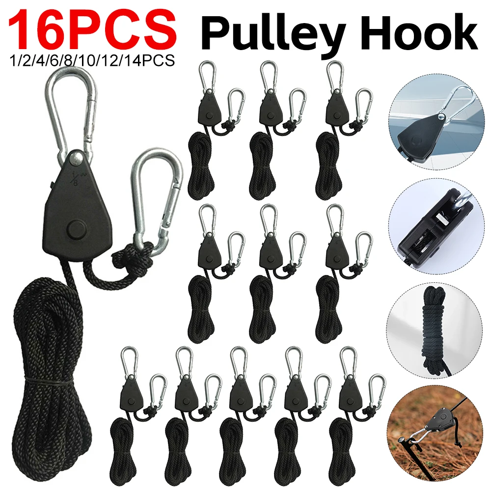 16-1PCS Pulley Haken Pulley Seil Pulley Heben Zelt Clip Karabiner Kanu Bogen Heck Seil Camping Zelt Spanner camping Liefert