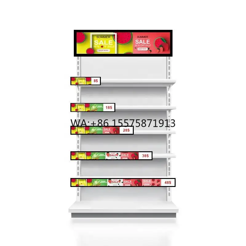 

Внутренняя широкая растянутая полка для баннера с ЖК-дисплеем 10,1 дюйма TFT/IPS с металлическим и закаленным стеклом для розничного использования