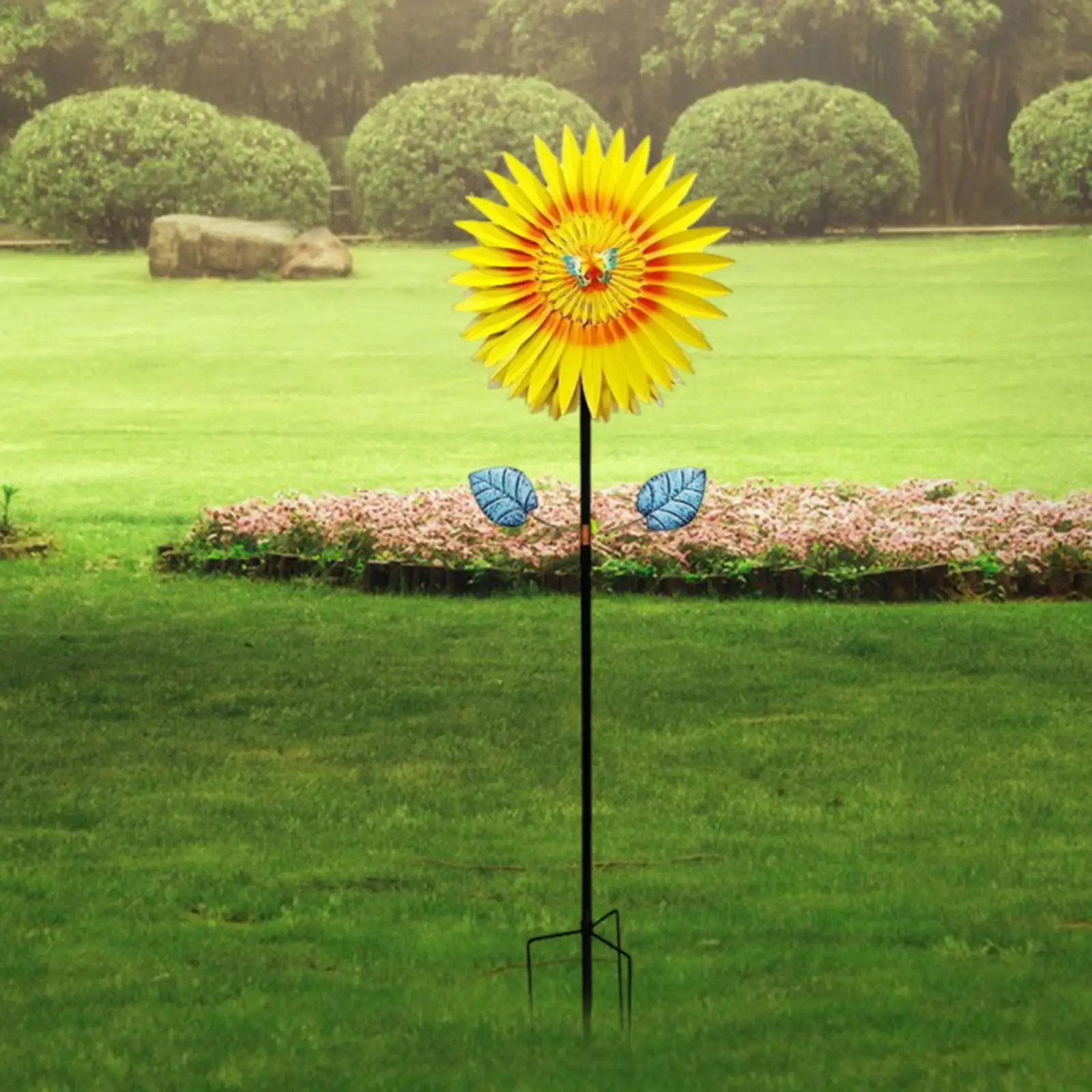 

Sunflower Windmill Wind Spinner Iron Stylish Decorative Garden Windmill Stake Wind Catcher for Gift Outside Yard Backyard Patio