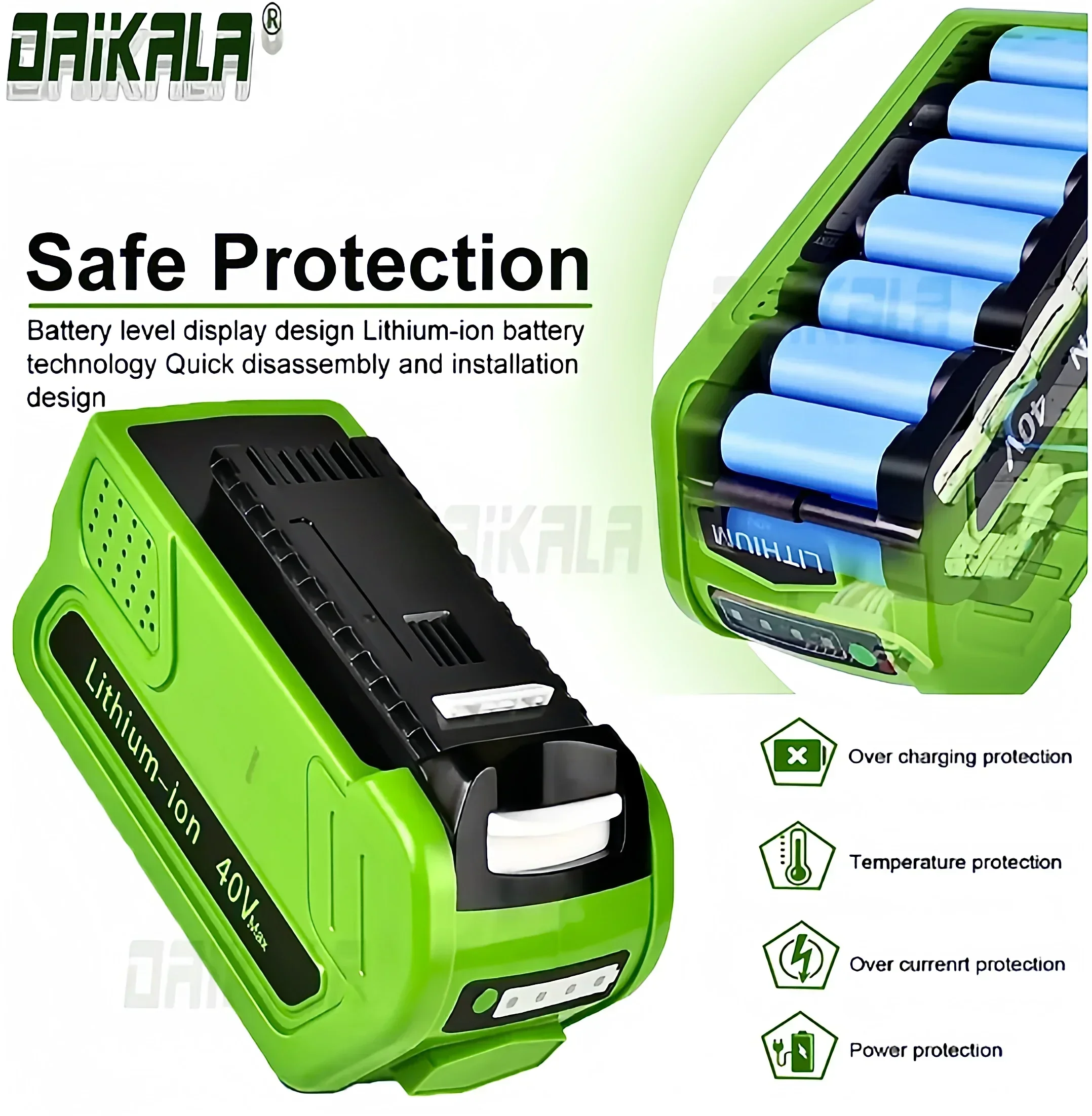 40V Li-ion Rechargeable Battery 40V 6000mAh For GreenWorks 29462 29472 29282 G-MAX GMAX Lawn Mower Power Tools Battery