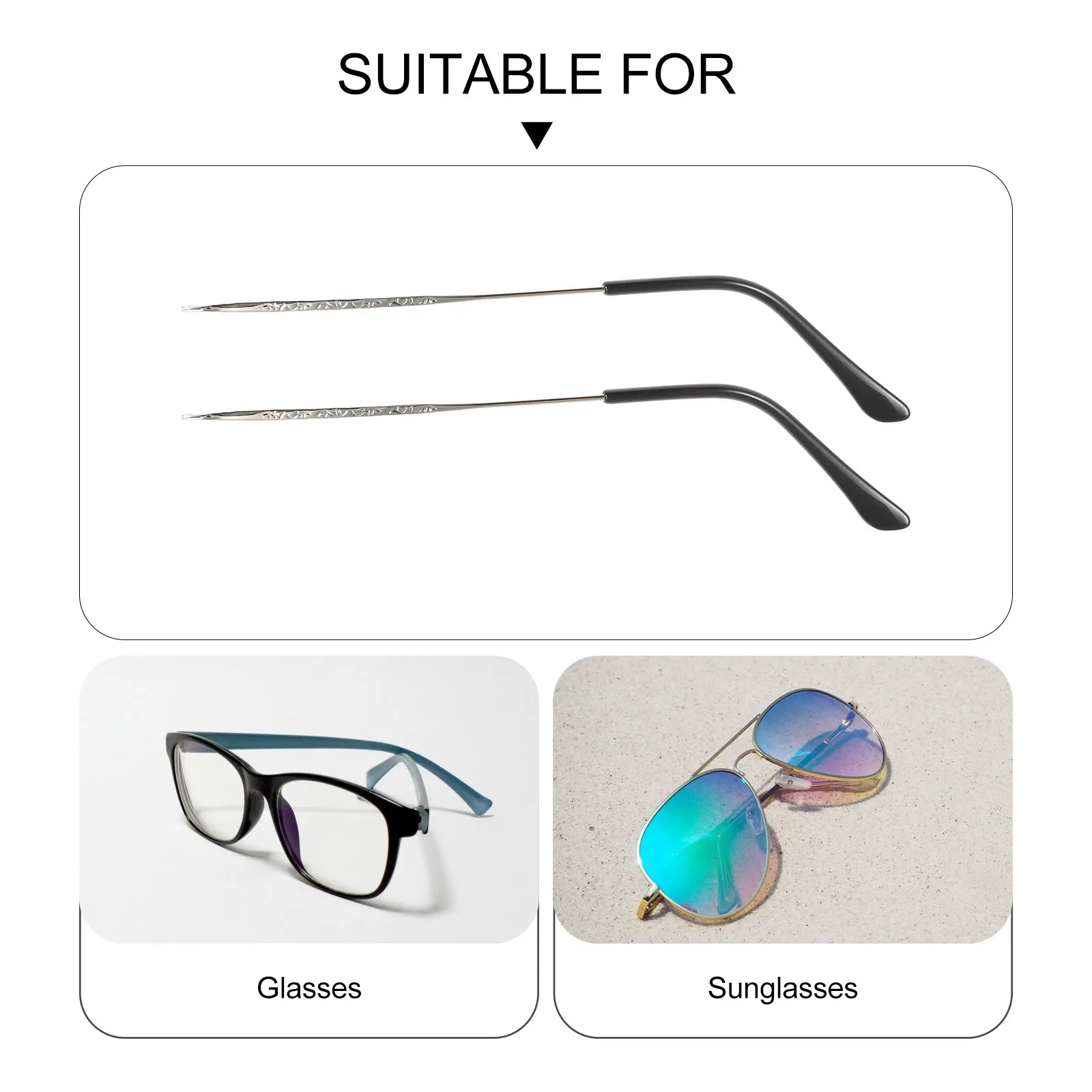 

Metal Glasses Arm Replacement Plastic Hinges Universal Eyeglass Repair Kit Sunglasses Earmolds NonSlip Design Easy Installation