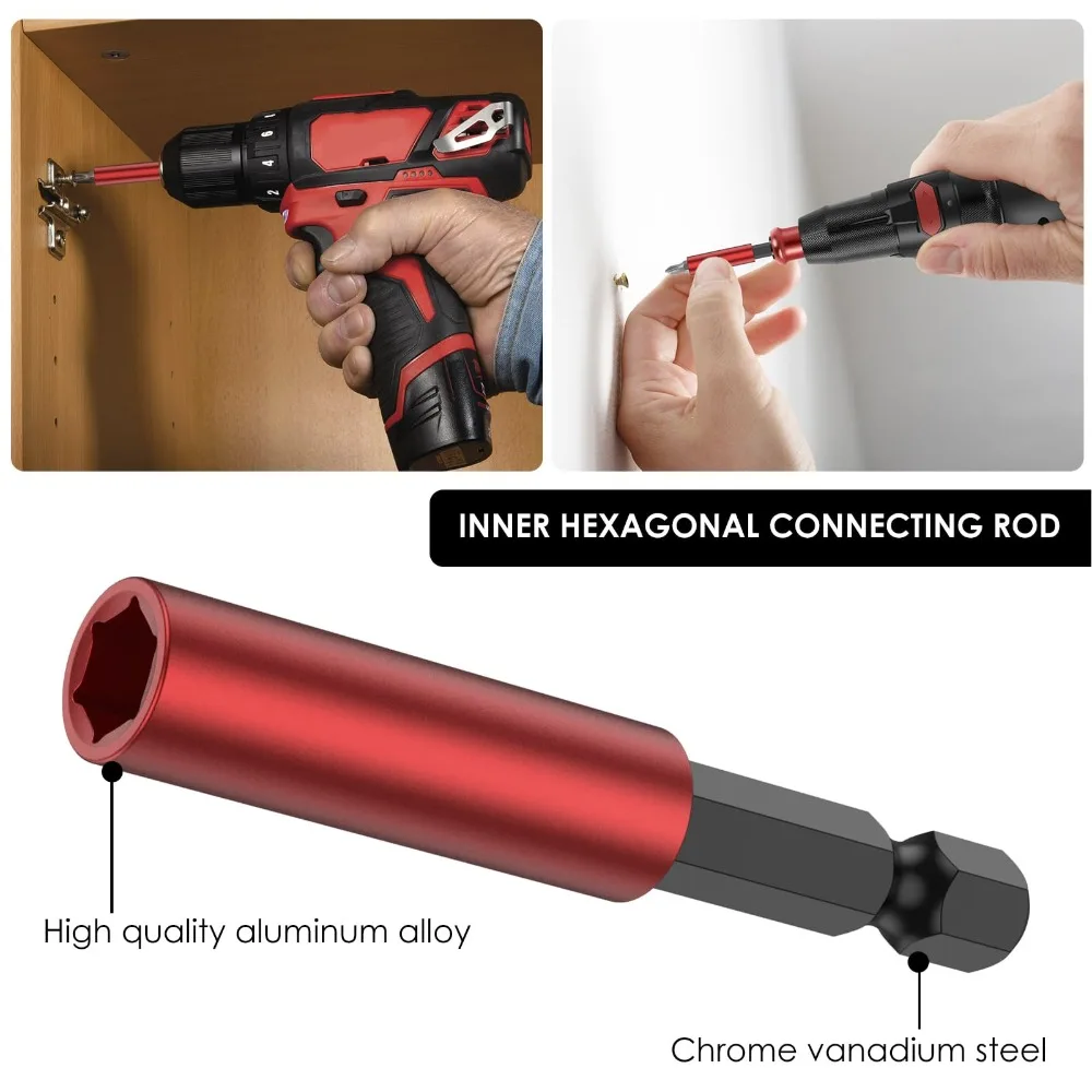 10pcs 1/4 Inch Hex Shank Screwdriver Bit Holder 60mm Length Strong Magnetic Magnetic Extension Bit Set Magnetic Socket S2 Steel
