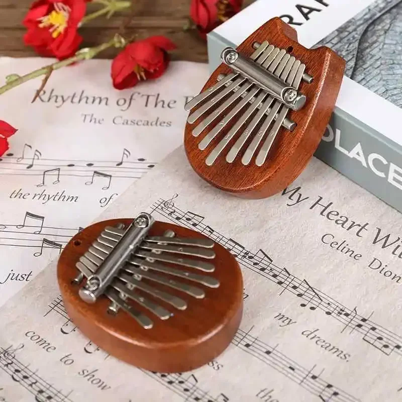 Mini 8 Key Kalimba Thumb Piano Gifts for Kids Beginners Music Lovers Players,Cute Instrument Pendant Keychain Accessories