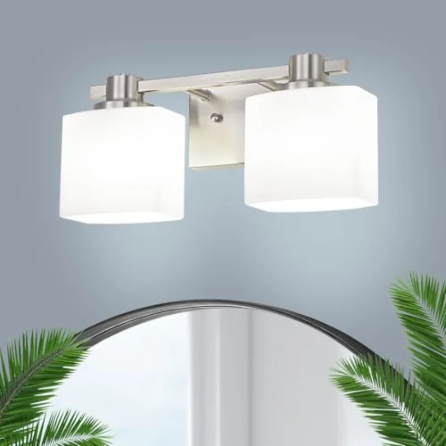 

Vanity Light for Bathroom 2 Light Bathroom Light Fixtures Over Mirror Milk Glass Makeup Shower Lamp Farmhouse Wall Sconce