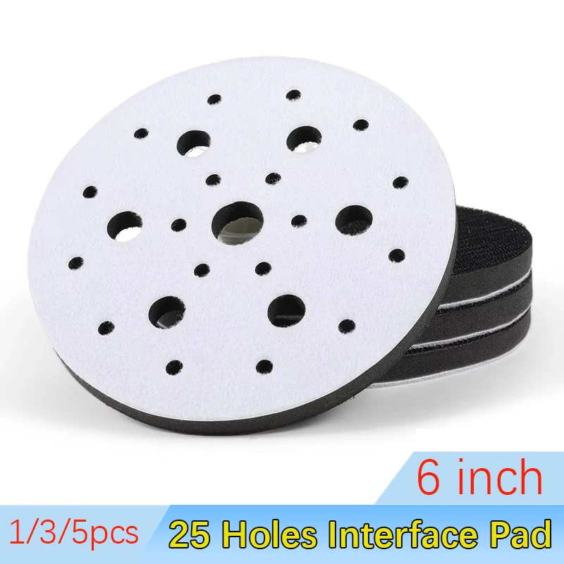 

Подушечка-основа для шлифовальных дисков на липучке, 25 отверстий, мягкая губчатая, 6 дюймов (150 мм), для полировальных машин