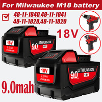 Extended Capacity 18V 9000mAh for Milwaukee M18 battery Compatible 48-11-1820 48-1850 48-11-1828 Lithium replacement battery