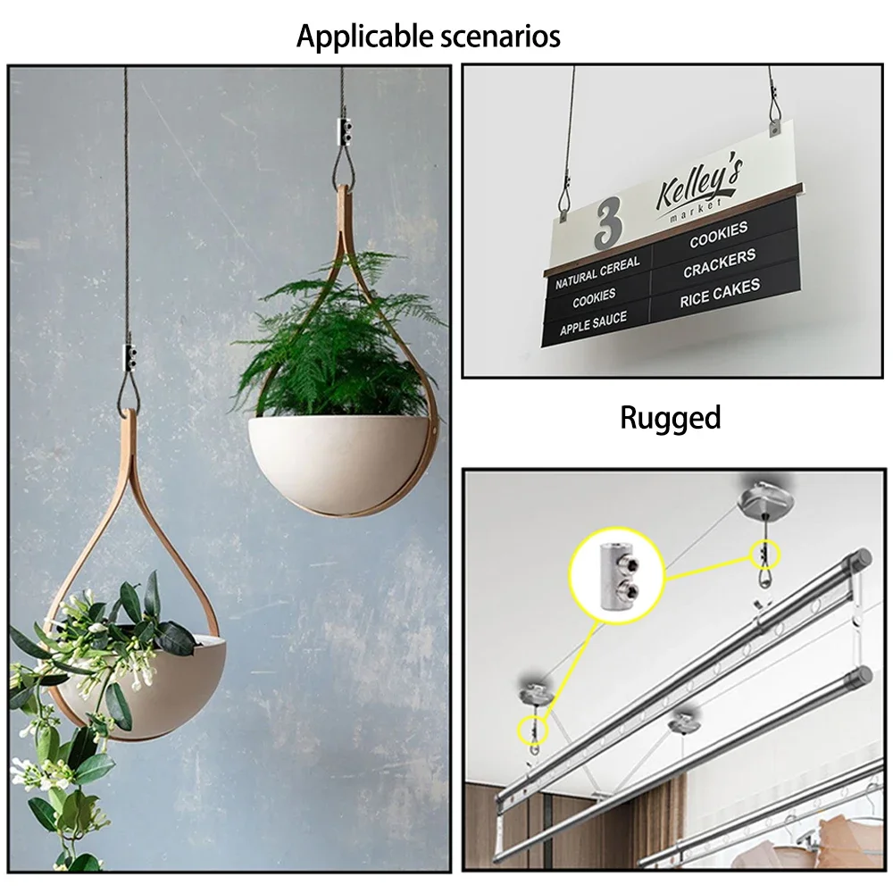 1-4mm Adjustable Stainless Steel Wire Rope Metal Suspension Clamp Used For Hanging Accessories Sling Screws Cable Fixing Tools