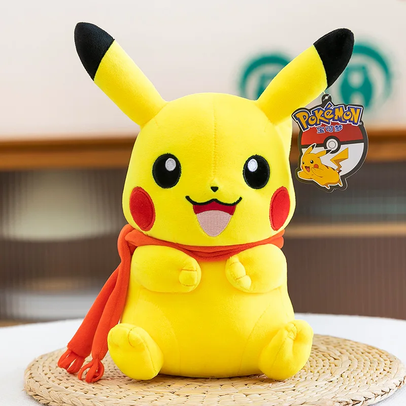 Pluszaki Pokemon Pikachu Anime Pokémon Lalki Pluszowe 25cm Kawaii Wypchana Poduszka Pikachu na Śniegu Prezenty Świąteczne dla Dzieci