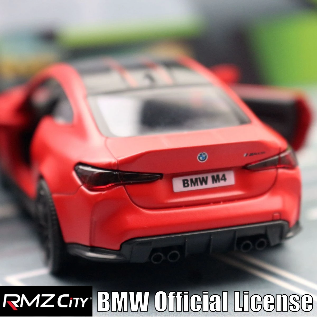 1/36 BMW M4 CSL G82 Sedan Toy Car Miniature Model RMZ CiTY Free Wheels Pull Back Diecast Alloy Collection Gift For Children Boy