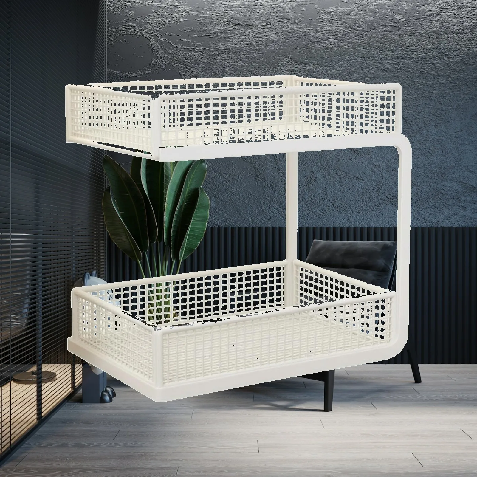 Kitchen Countertop Storage Rack Iron Two Tray Organizer for Tea Supplies and Everyday Household Items