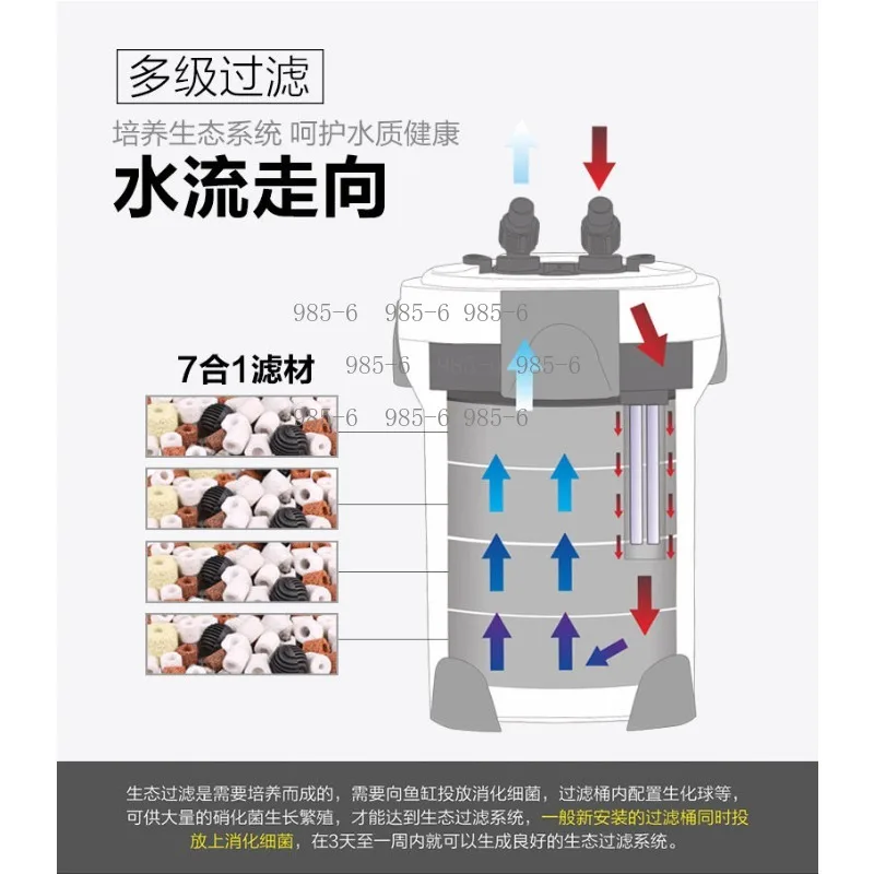 Frequency conversion fish  filter barrel tank external filter aquarium external silent grass tank large fish tank filter