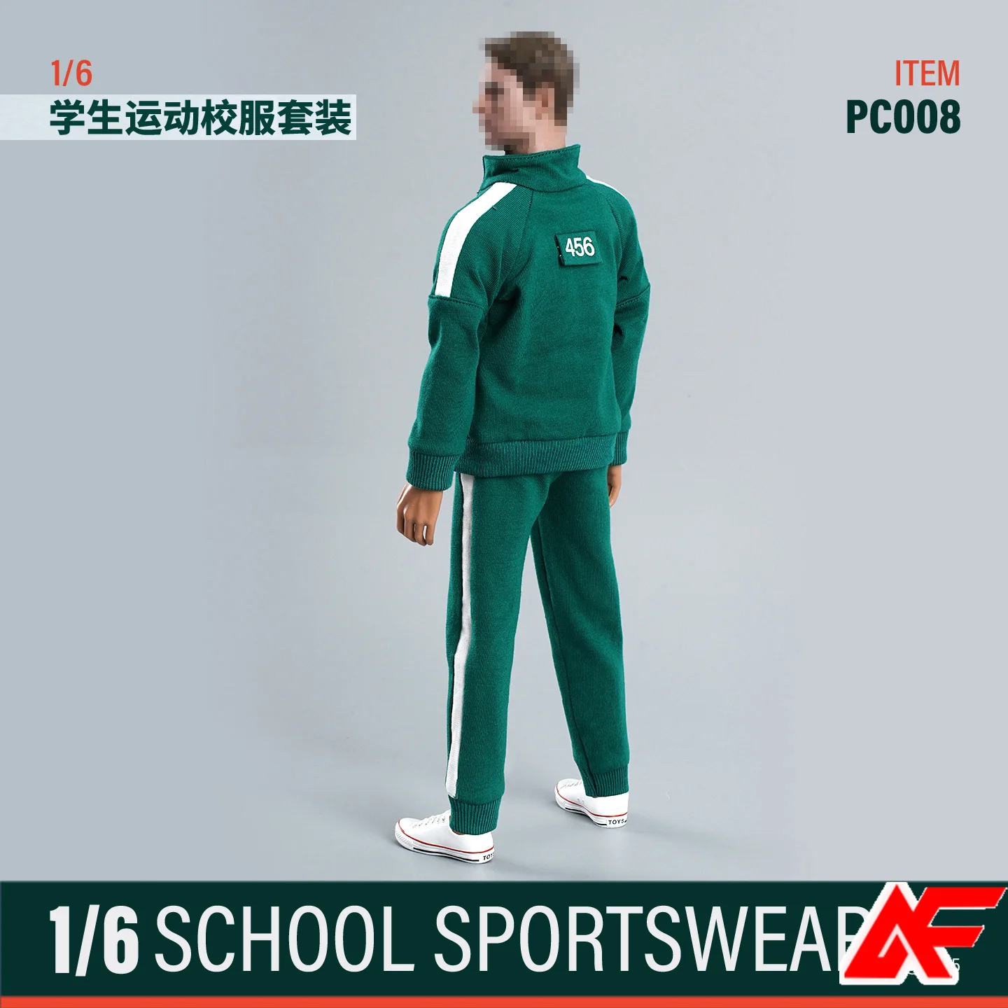 PC008 1/6 Scale Green Student Sports School Uniform Set T-shirt Clothes Model Fit 12'' Male Soldier Action Figure Body Dolls