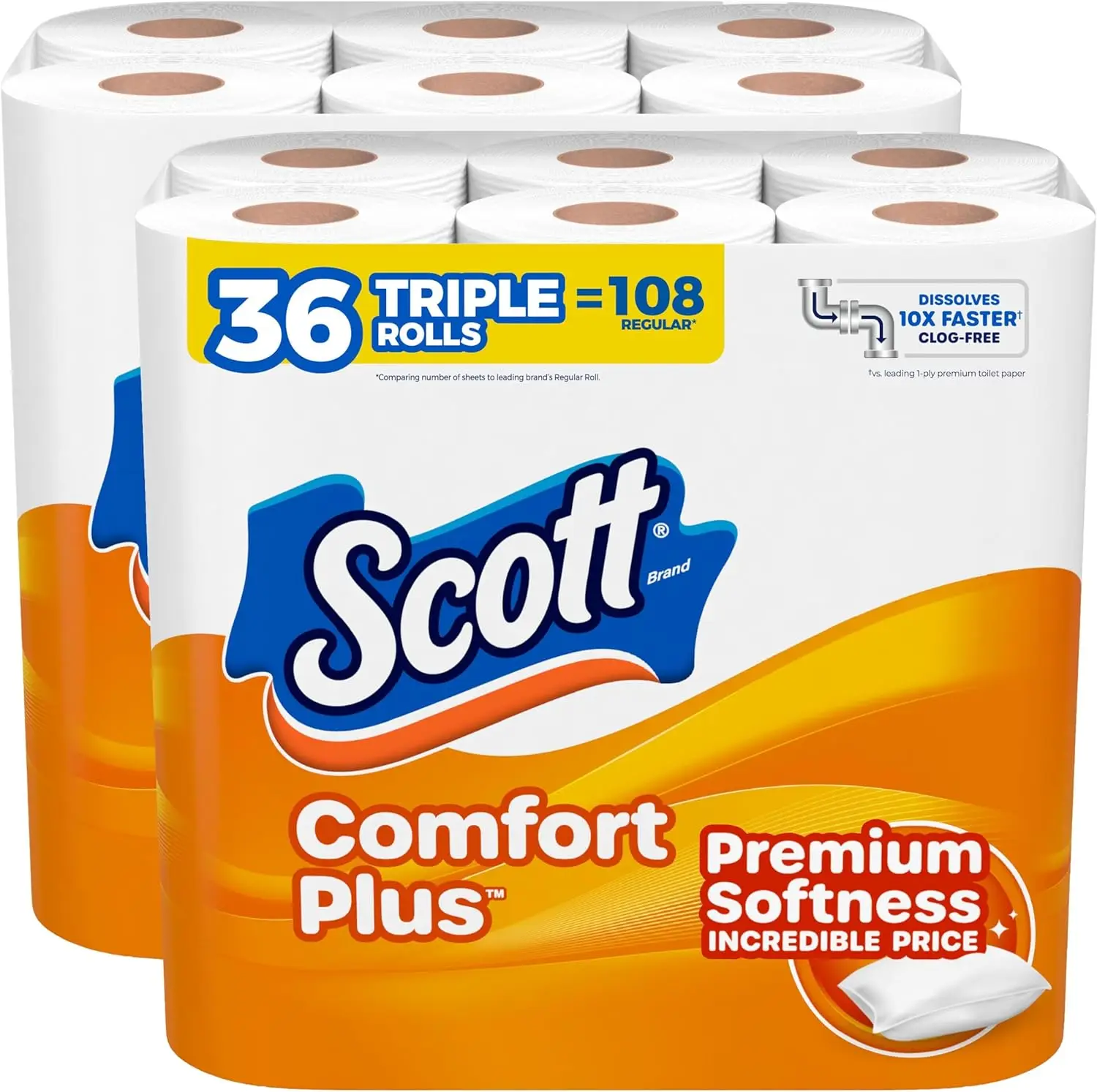 

36 Triple Rolls Toilet Paper, 231 Sheets per Roll, 1-Ply, Septic-Safe, Soft & Strong