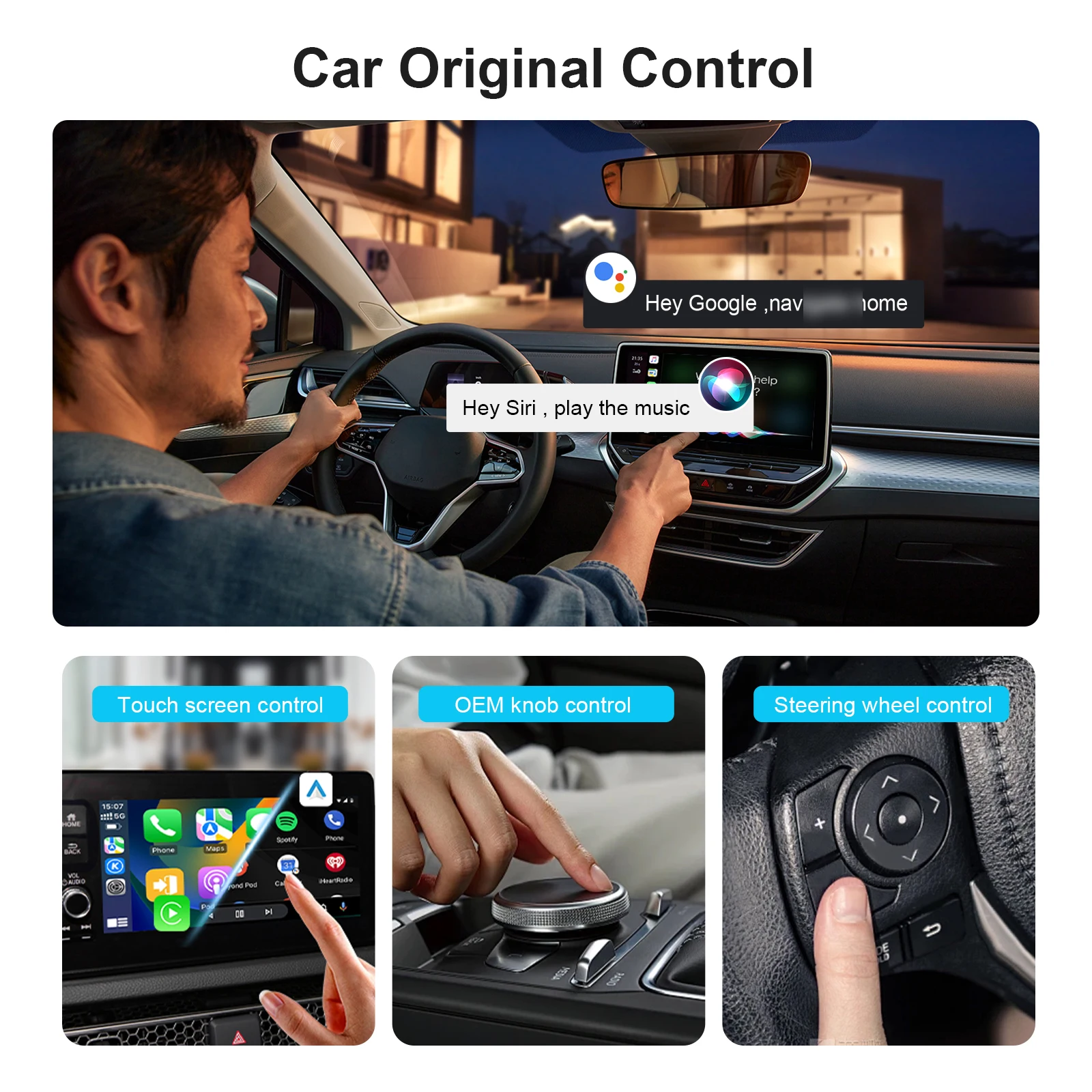 EXPLOTER ApplePie Touch CarPlay AI Box for OEM Wired Apple Carplay, 2.1" HD Touch Pad, Android 14, Dual WiFi, 4G Sim Card HDMI view 5