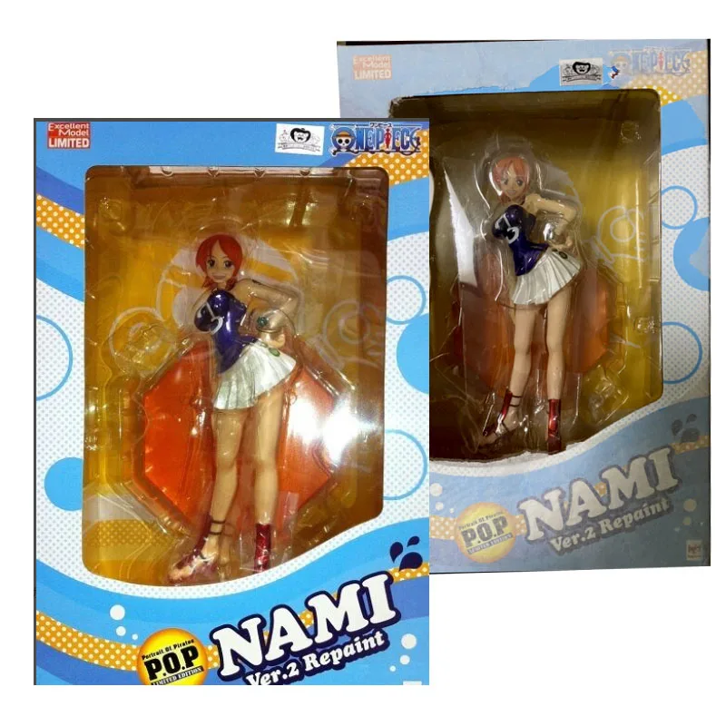 Original Pop ONE ONE PIECE Nami Ver2 03 Electroplate Anime Action Figures Toys for Boys Girls Kids Gift