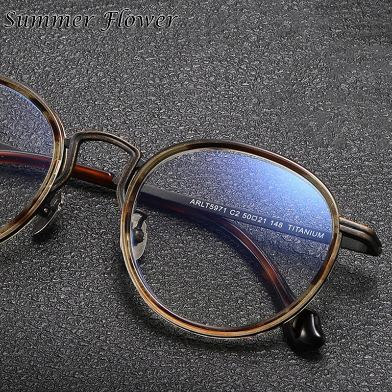 

Round Prescription Glasses Acetate Pure Titanium Myopia Photochromic Lenses Men's Medical Glasses Optical Lenses Progressive