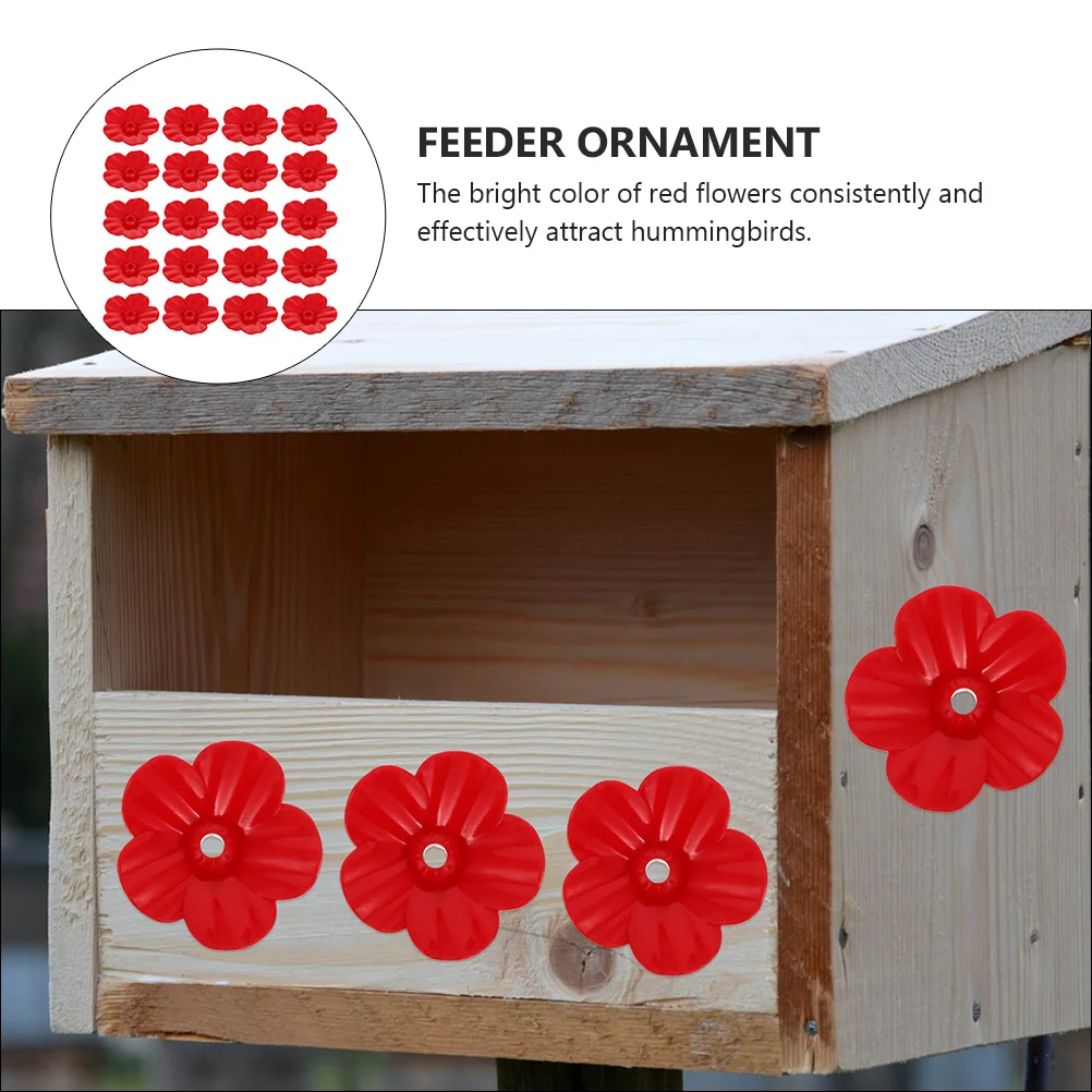

30 Pcs Hummingbird Feeder Flowers Water Red Plastic Replacement Parts for Feeders