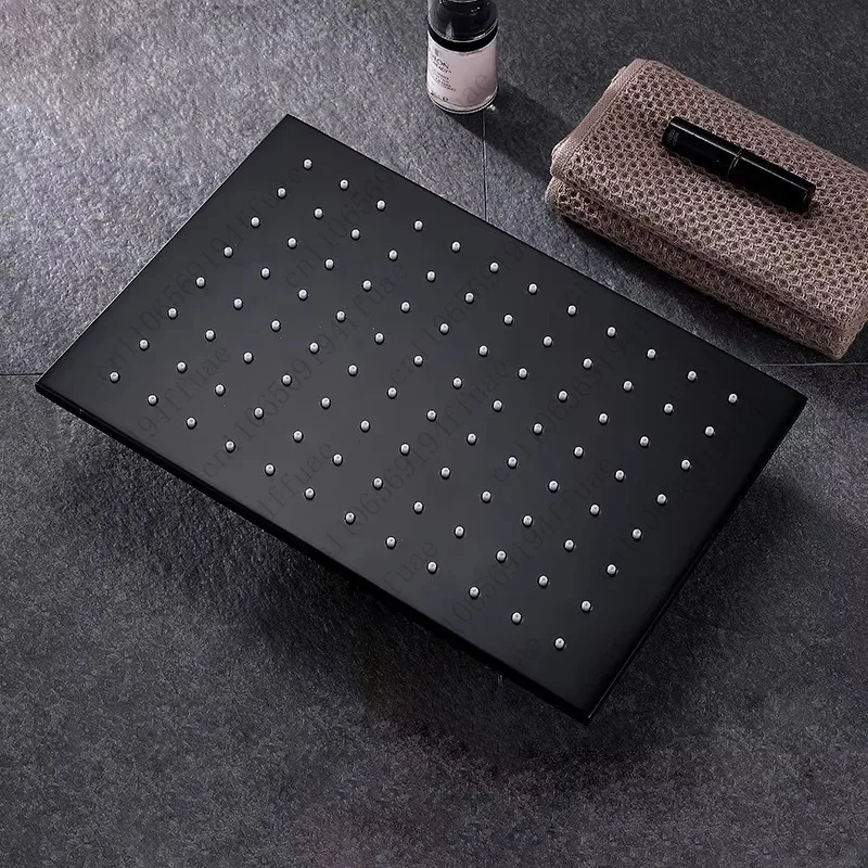 Showerhead Overhead 12-inci Persegi Rainfall Kuningan Hitam