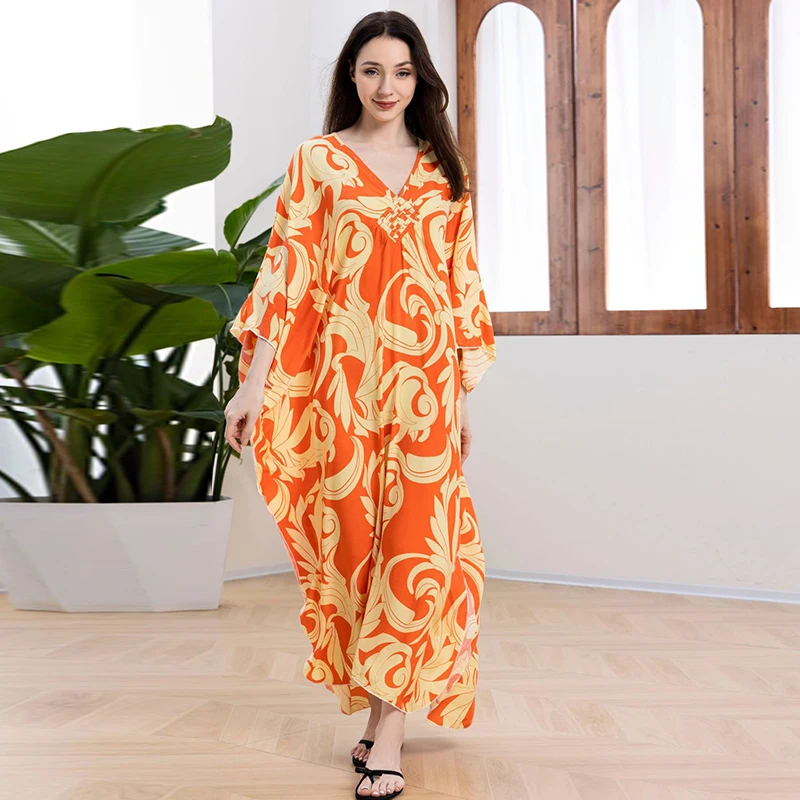 Bohemian Inspired Oversized Vacation Maxi Dress Vibrant Color Options Featuring Flowing Patterns Comfort Resort Looks Beach Wear