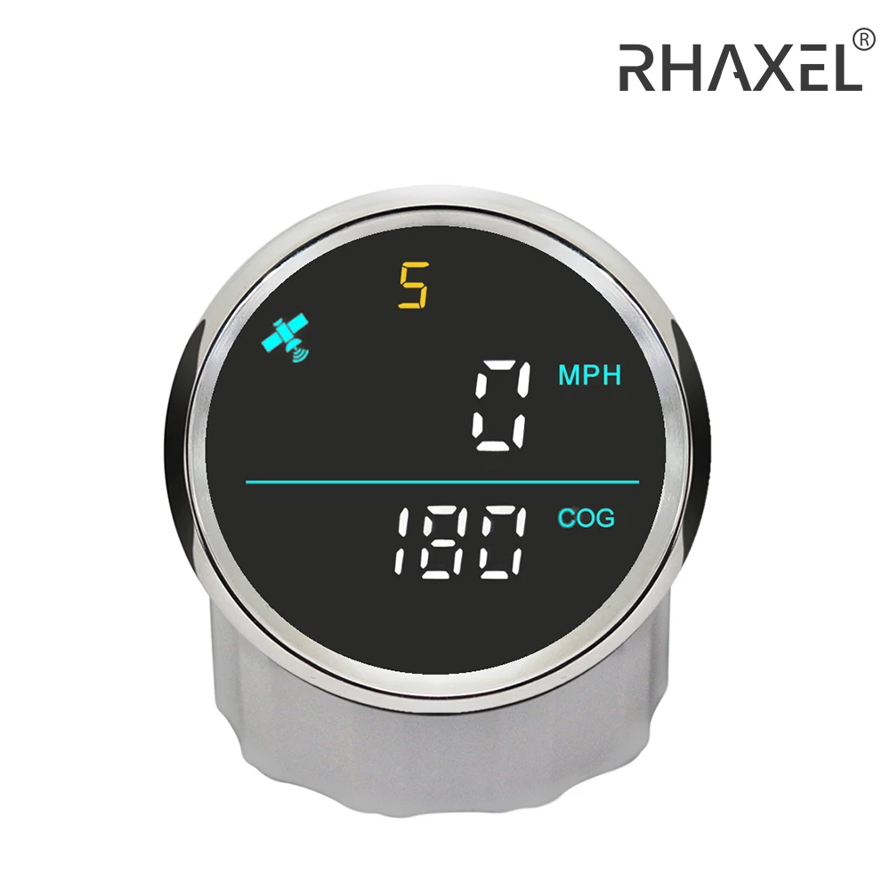 RHAXEL 52mm Digital Universal GPS Speedo Gauge 0-999km/h mph konts with Compass 12V 24V for Yachts Vessels Tractor