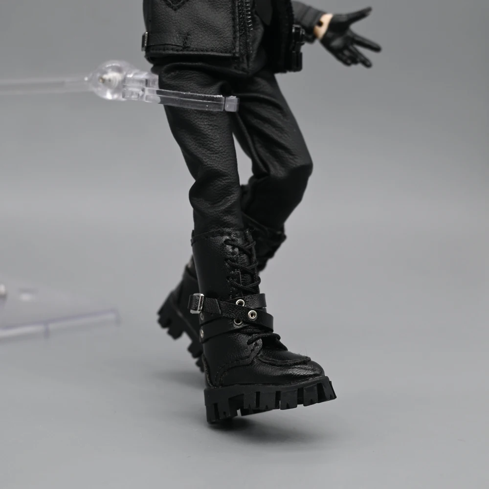 【Keine Abbildung】Handgefertigte weibliche Soldatin im Maßstab 1:12, schwarze Lederstiefel, Schuhe, passend für ASi 3.0 OB24, 15,2 cm große Actionfigur, Modellspielzeug