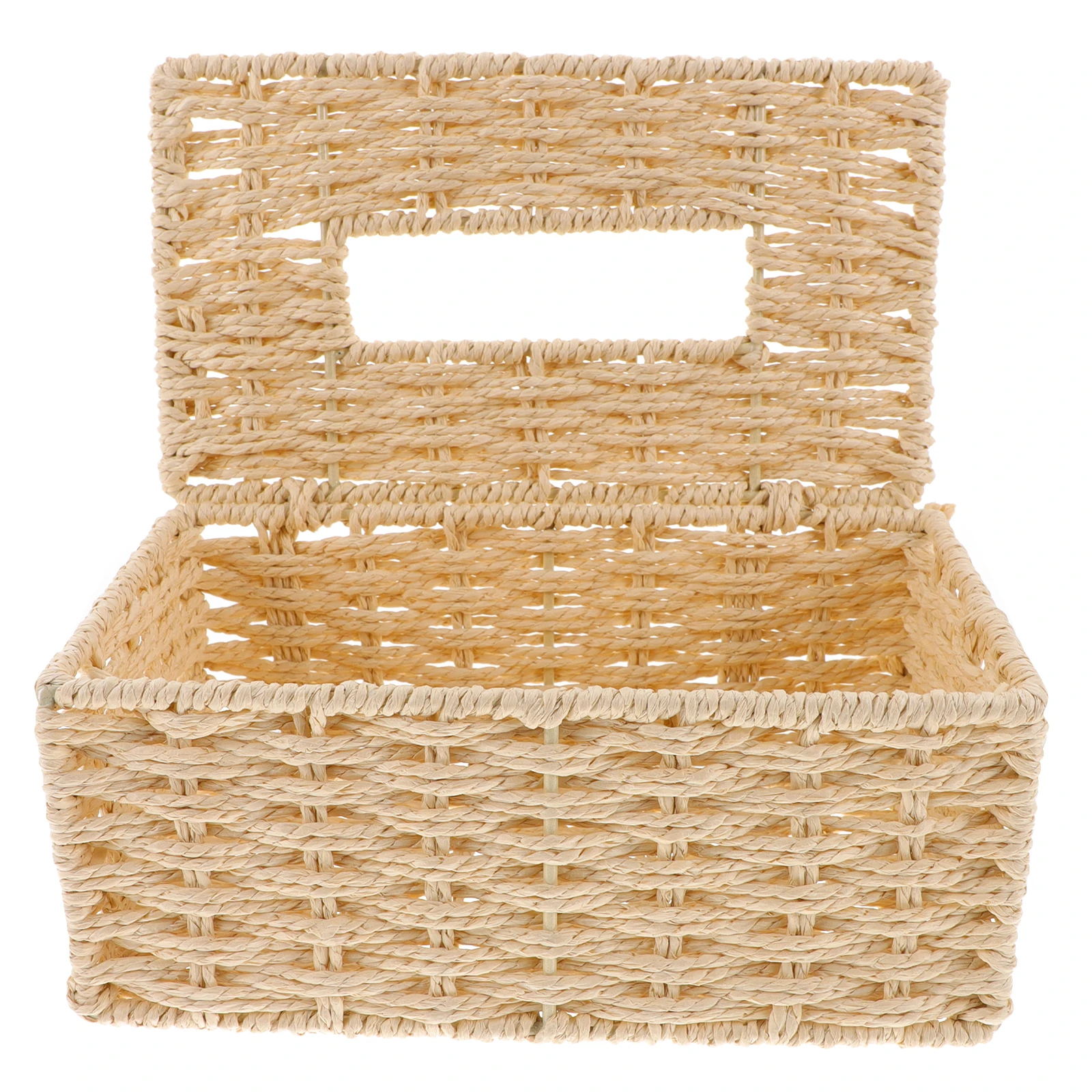 

Woven Napkin Box Tissue Holder Dispenser Car Desktop Vintage Basket Weaving Rustic Smooth Safe Compact Size Easy Open Various