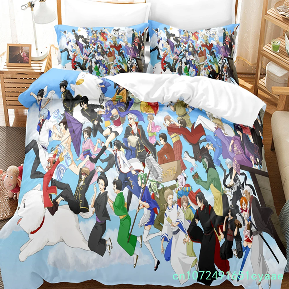 Anime GINTAMA Gintoki Bedding Set Boys Girls Twin Queen Size Duvet Cover Pillowcase Bed Kids Adult Home Textileextile
