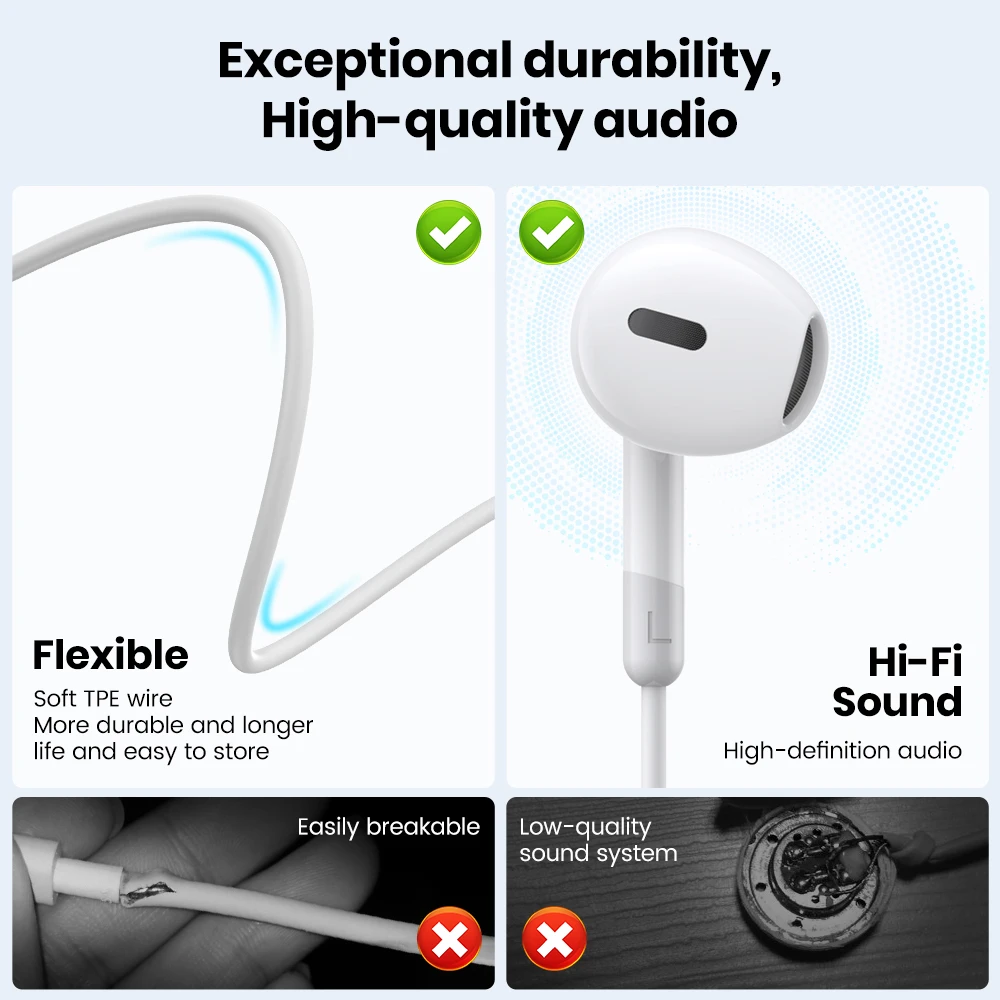 3.5mm Earphone Audio Wired In-ear Headphones with Microphone Earbuds for Cellphone/Desktop/Laptop/Birthday/Easter/Presidents Da